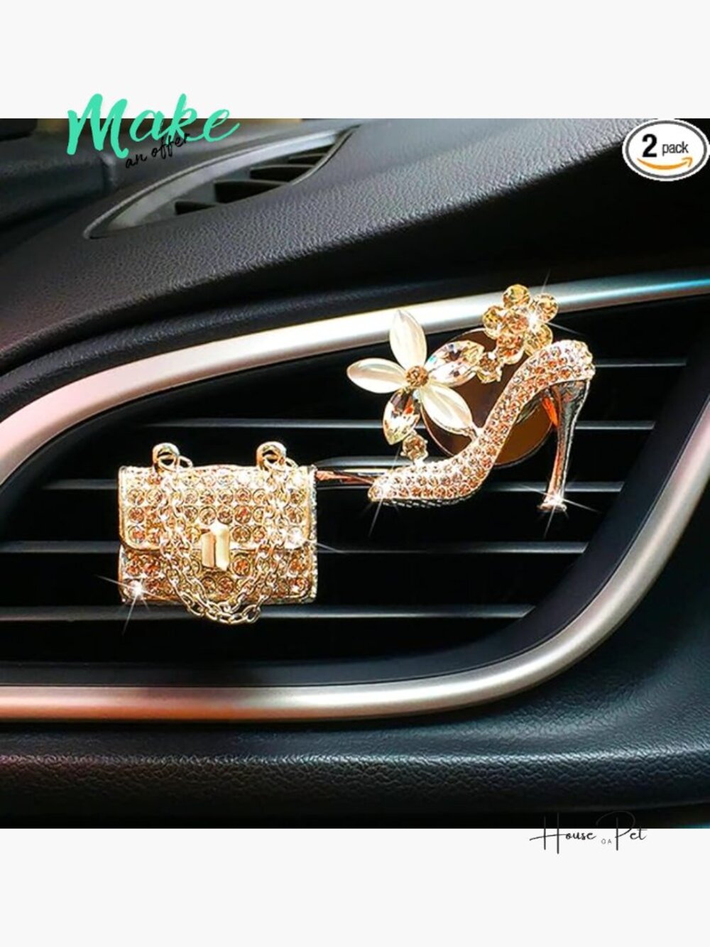 Crystal High Heel Shoe And Car Air Freshener Clip Rhinestone Car Vent Decor
